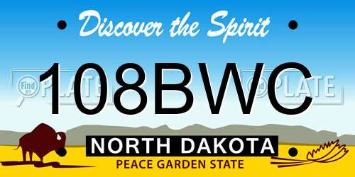 108BWC North Dakota License Plate