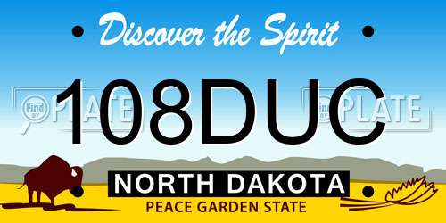 108DUC North Dakota License Plate