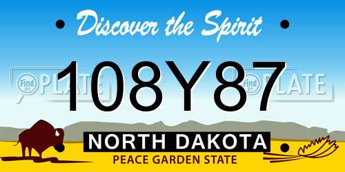 108Y87 North Dakota License Plate