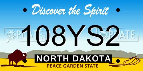 108YS2 North Dakota License Plate