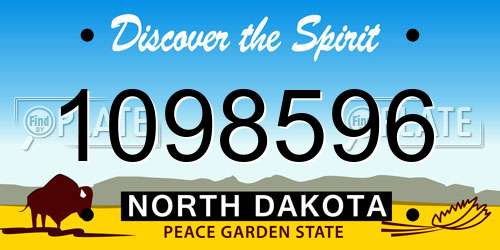 1098596 North Dakota License Plate