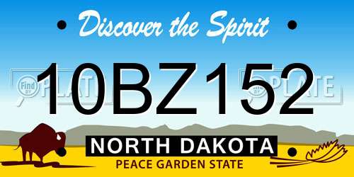 10BZ152 North Dakota License Plate