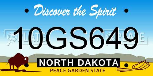 10GS649 North Dakota License Plate