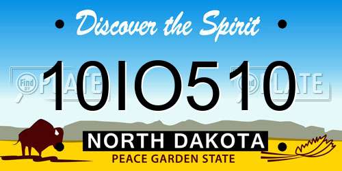 10IO510 North Dakota License Plate