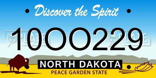 10OO229 North Dakota License Plate
