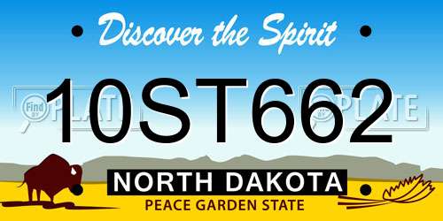 10ST662 North Dakota License Plate