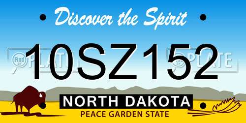 10SZ152 North Dakota License Plate