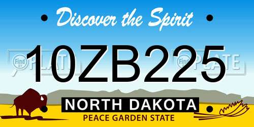 10ZB225 North Dakota License Plate