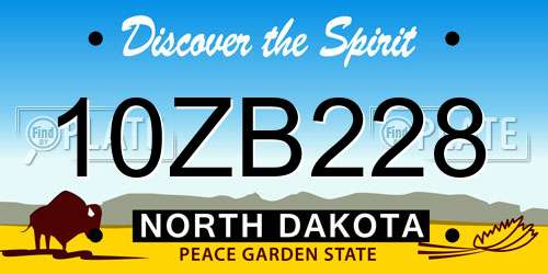 10ZB228 North Dakota License Plate