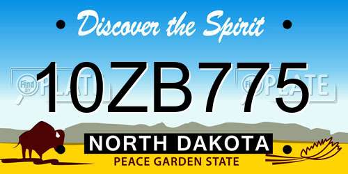 10ZB775 North Dakota License Plate