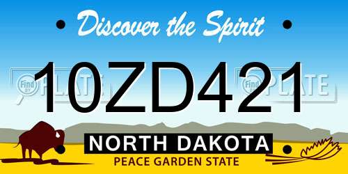 10ZD421 North Dakota License Plate