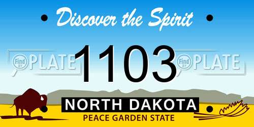 1103 North Dakota License Plate