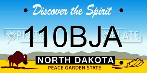 110BJA North Dakota License Plate