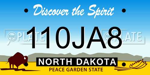 110JA8 North Dakota License Plate