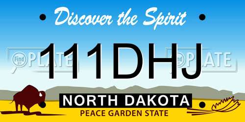 111DHJ North Dakota License Plate