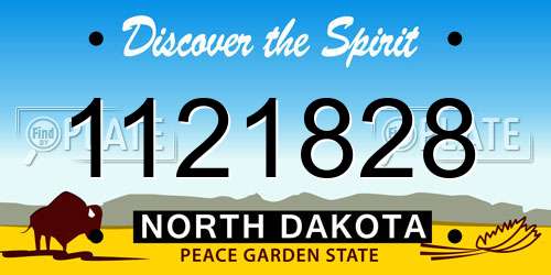 1121828 North Dakota License Plate