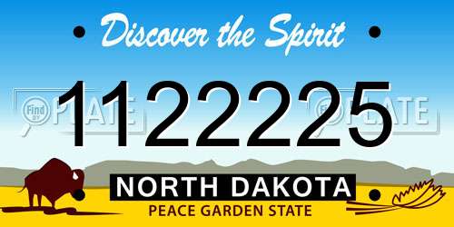 1122225 North Dakota License Plate