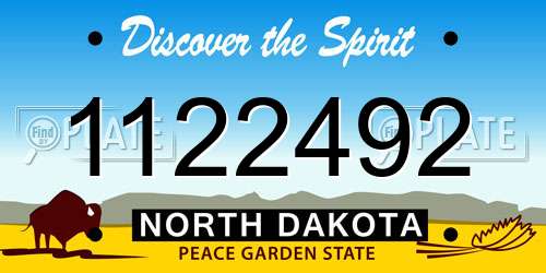 1122492 North Dakota License Plate