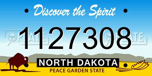 1127308 North Dakota License Plate
