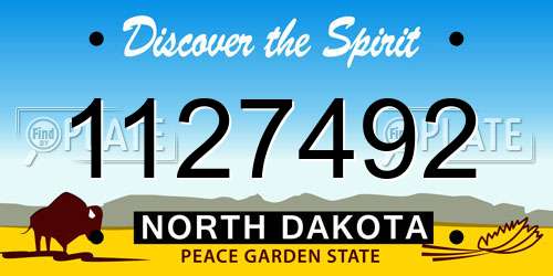 1127492 North Dakota License Plate