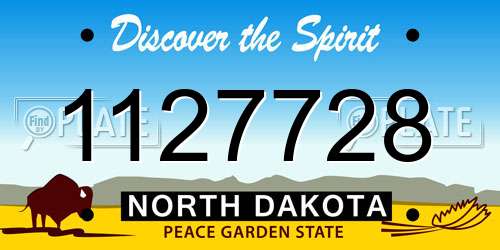 1127728 North Dakota License Plate