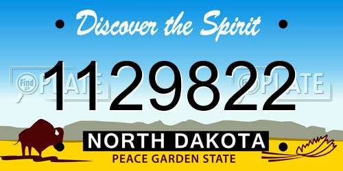 1129822 North Dakota License Plate