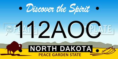 112AOC North Dakota License Plate