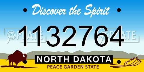 1132764 North Dakota License Plate