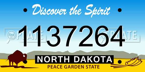 1137264 North Dakota License Plate