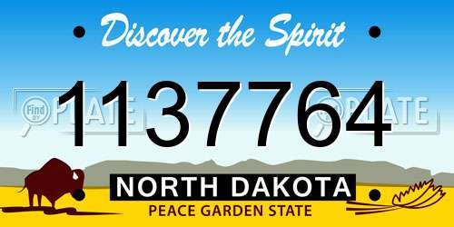 1137764 North Dakota License Plate