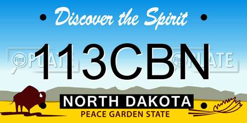 113CBN North Dakota License Plate