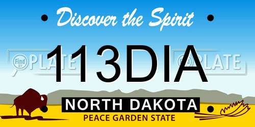 113DIA North Dakota License Plate