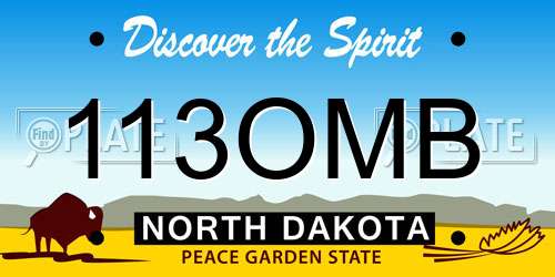 113OMB North Dakota License Plate