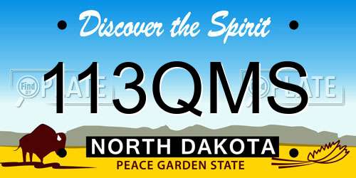 113QMS North Dakota License Plate