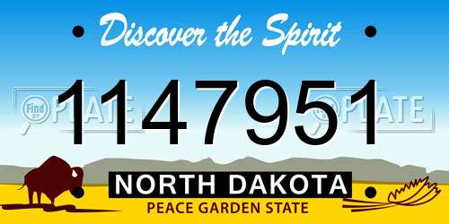 1147951 North Dakota License Plate