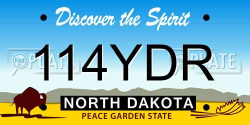 114YDR North Dakota License Plate