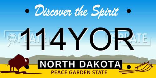 114YOR North Dakota License Plate