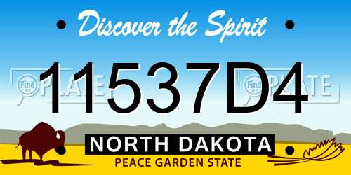 11537D4 North Dakota License Plate