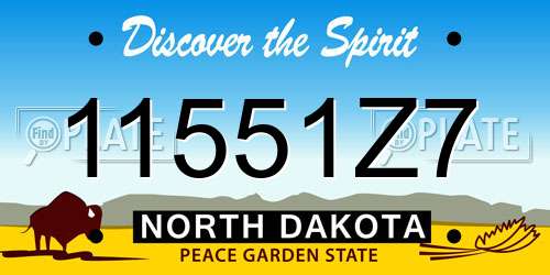 11551Z7 North Dakota License Plate