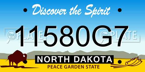 11580G7 North Dakota License Plate