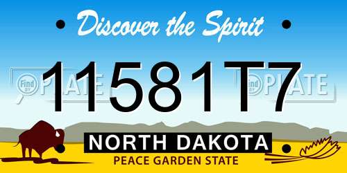 11581T7 North Dakota License Plate