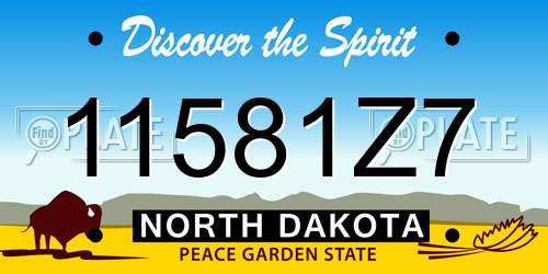 11581Z7 North Dakota License Plate