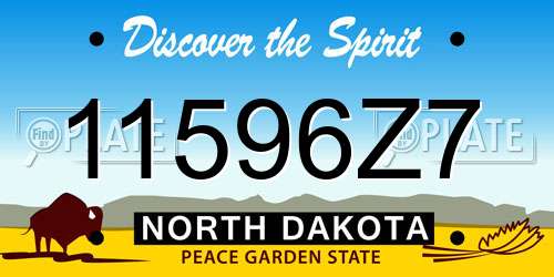 11596Z7 North Dakota License Plate
