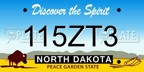 115ZT3 North Dakota License Plate