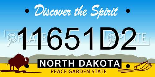 11651D2 North Dakota License Plate