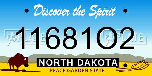 11681O2 North Dakota License Plate