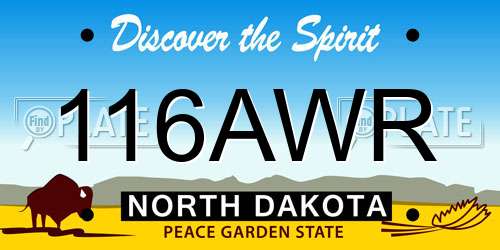 116AWR North Dakota License Plate