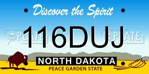 116DUJ North Dakota License Plate