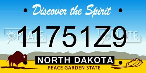 11751Z9 North Dakota License Plate