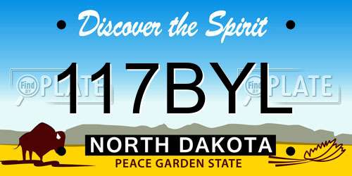 117BYL North Dakota License Plate